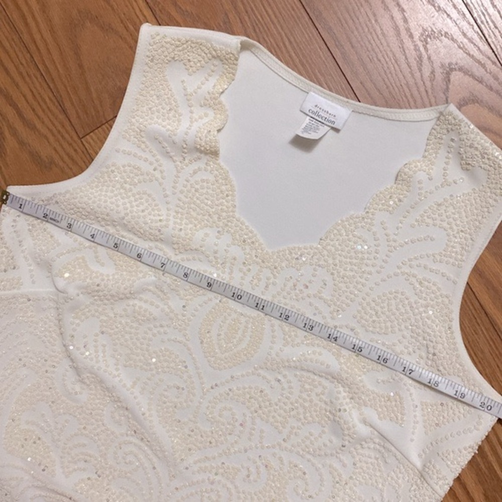 Dressbarn woman’s ivory formal sequined sleeveless high/low tank top V neck XL - Picture 8 of 10